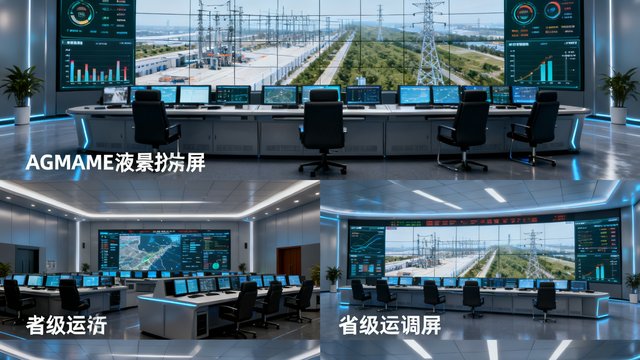 国家电网标识展示，其多个省级调度中心使用了AGGAME液晶拼接屏构建监控大屏系统。